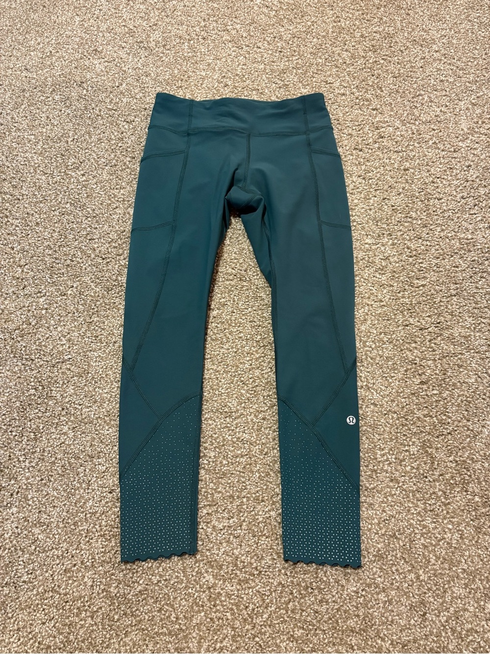 lululemon athletica Deep Teal Performance Leggings with Laser-Cut Hem